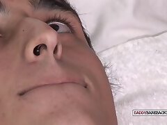 Slim Latino fingered and rimmed by DILF for cum in mouth