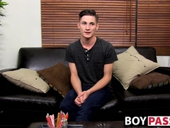 Big booty twink interviewed before masturbating harshly