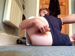 Banana masturbation, ass destruction, gay speculum