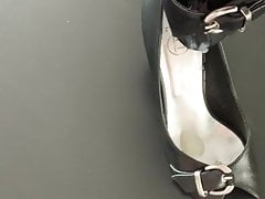 Son cums on Mother high heels (cum play at the end)