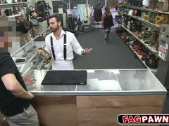 Stud Blows My Lollipop Behind The Counter While Clients Supermarket