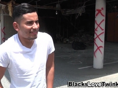 Hunk with black hairy muff ravages a hot amateur's tight ass