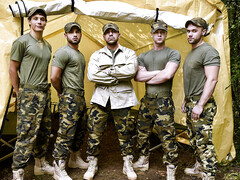 Army guys are fucking in crazy perversions while on the front