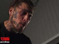 Interracial bareback rough gay sex with Bo Sinn Trent King
