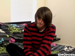 Log haired Mikey Red likes the feel of a butt plug while while jerking