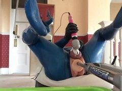 pvcsissy in chastity anal fucking machine 6