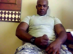 Beefy Black Soldier Jerks Off & Cums 6