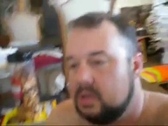 Fat Amateur Bear Sucks Daddy's Cock