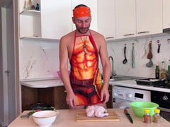 Chef torn up a ultra-cute twunk while cooking dinner, jizzing all over his pucker