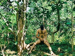 Sexy daddy dance in jungle big ass cumshot