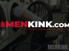 Cute guy Connor Patricks edged in the laundromat until he expels his hot load