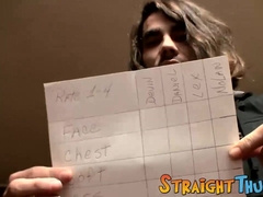 Straight inked dudes showing dicks jerk off contest