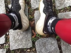 Red plastic supersknny with Nike Foamposite