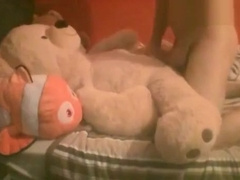 Boy Plays With Teddy Stuffed Animals