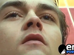 Youthfull twunks with uncircumcised sausages have assfucking intercourse in the bathroom