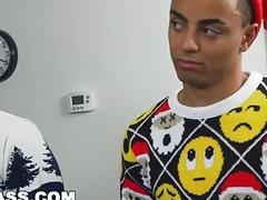 Young homos get naked to fuck around with Santa
