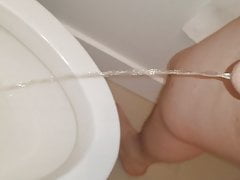 Pissing with my lil cock out and balls closeup