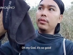 Muscular man pleasures himself with his big cock until he cums with moans of pleasure