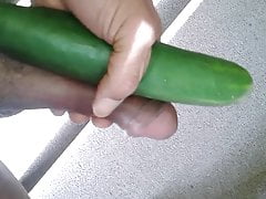 Frotting with a cucumber