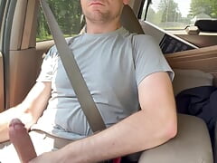 Driving with my hard cock out