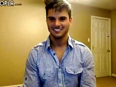 Horny Clark Bates masturbates with his legs spread wide