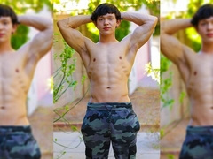 Surprisingly buff Slate Powers masturbating on his own