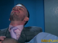 Bearded businessmen Franky Fox and Jp Dubois hard bareback