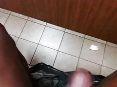 Black pole wanking in the toilet