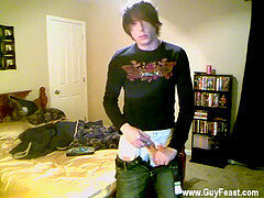 naked daddies in couch with youngster Trace comes home from the club all by