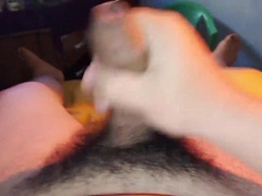 Obese stud with a large weenie tugging off