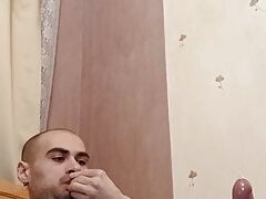 My dick in toy. She makes strange noises. Past 1