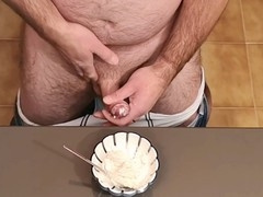 Cicci77 savors icy cum mixed with hot cream post solo session with Pedro!