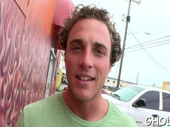 Humungous knob for a gloryhole homosexual fellate