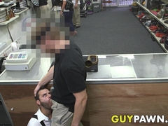 Hunky pawnbroker banging customer in the back room