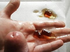 Urethral Sounding gummy cola in cock, eat it(ASMR),cum again