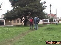 Real skinny twink Latino assfucked on set by BFs cock