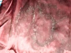 Cum on satin silky maroon suit of nurse (71)