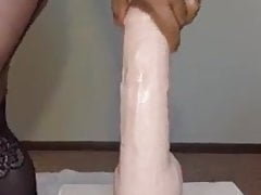 Deep dildo stretching