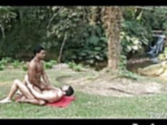 Sexy macho men fucking each other outdoors