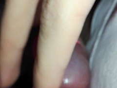 Lovely Femboy Plays with his Knob in a Ribbon with Slaver as Oil