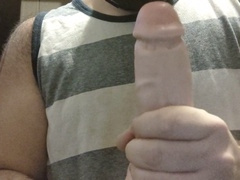 Ring gag blowjob, big cock, solo