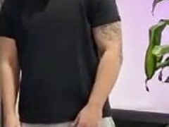 Huge bulge in grey trackies