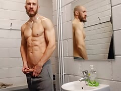 Jerking the dick in locker room