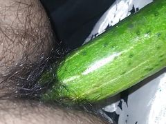 Fucking my sexy tight ass from cucumber