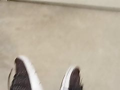 Risky bathroom jerk
