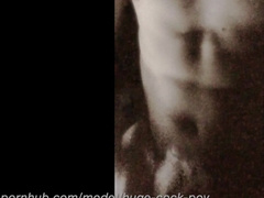 Jacking my Meaty Uncircumcised Rod for a Good-Sized Geyser on my Pecs and Six Pack