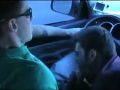 Big cock blowjob in moving car