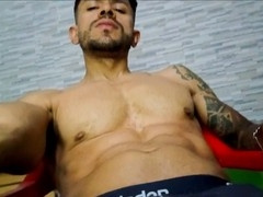 Solo play with a massive gay cock