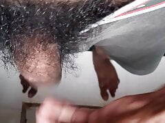 Big black pen indian boy masturbating standing up.