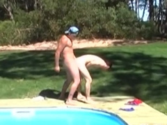Super-Naughty Jock Screws Bf at Personal Outdoor Pool